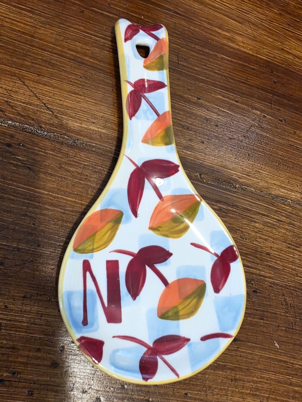 Anthropologie Tivoli Mono Spoon Rest Letter N Hand Painted